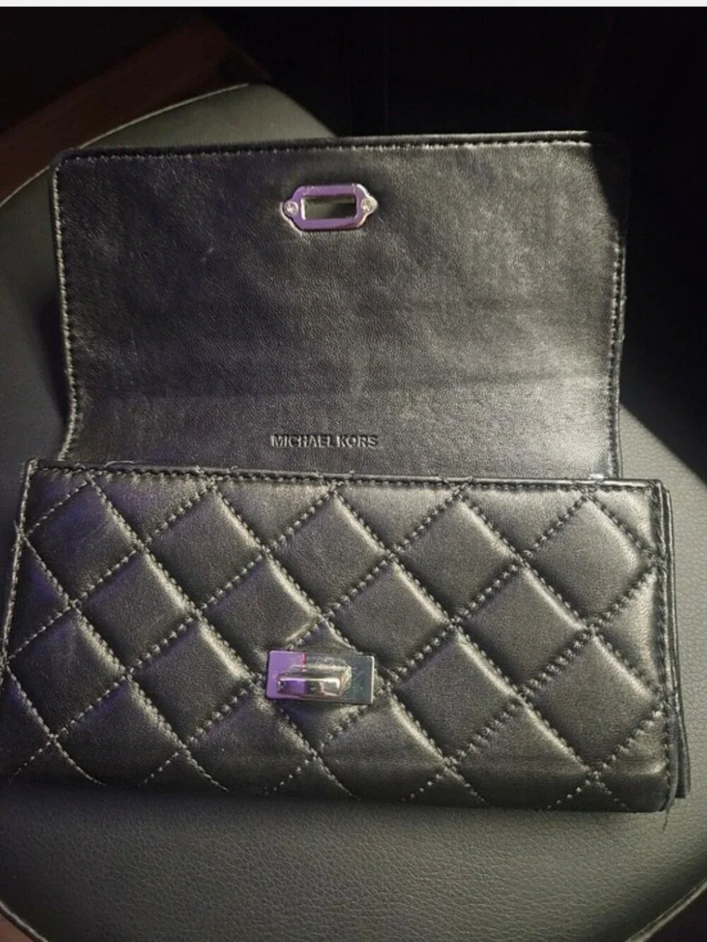Michael Kors Astrid Quilted Leather Carryall Clutch Wallet